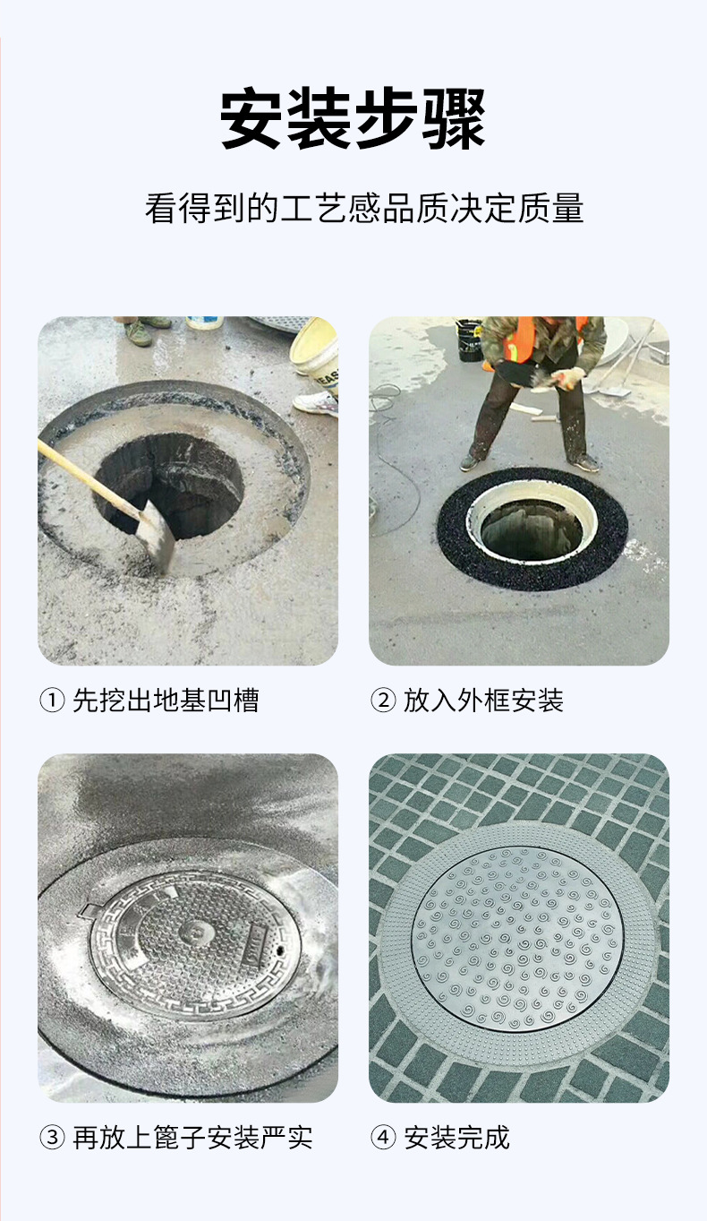 Composite resin manhole covers, resin manhole covers, circular composite manhole covers, municipal community Guli covers, heavy-duty double-layer manhole covers pic 11