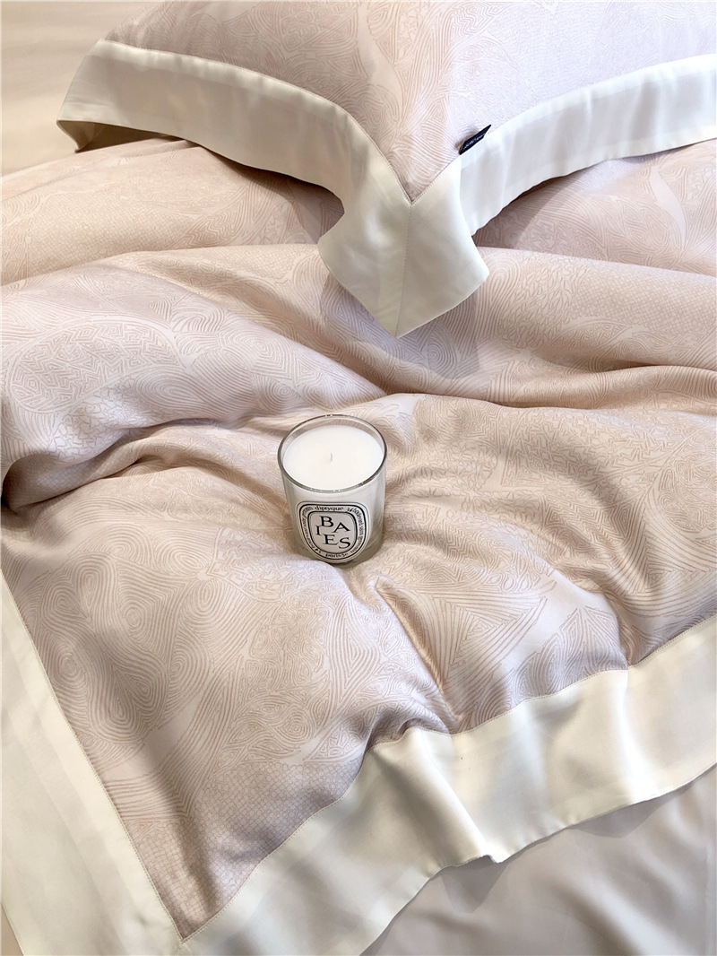Cool ultra-fine denier Tencel summer light and cool condensation filament four-piece set, elegant printed sweat-absorbing nude bedding pic 63