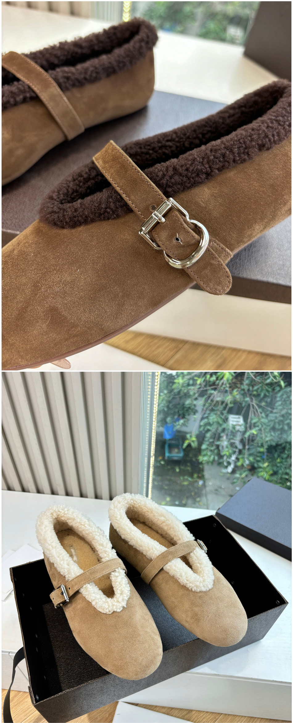 牛皮版～小众秋冬款复古毛毛鞋女加绒保暖包头单鞋外穿防滑棉鞋子详情5