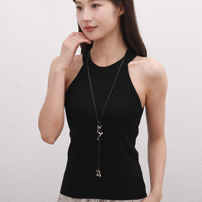 亚马逊跨境专供新款女士长项链线条人物吊坠个性独特设计欧美批发详情6