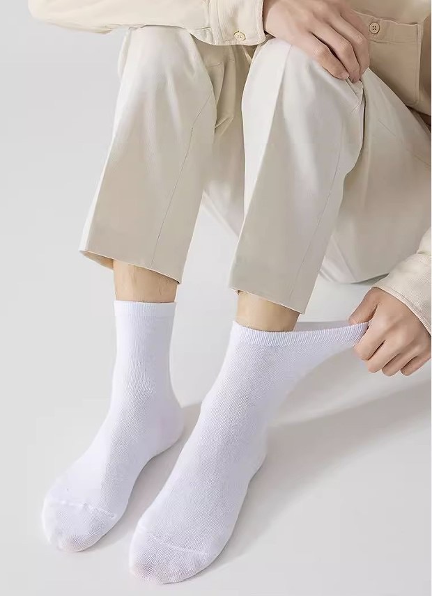 日抛黑白灰纯色中筒袜子免洗袜子男女薄款四季休闲商务袜一次性袜详情13