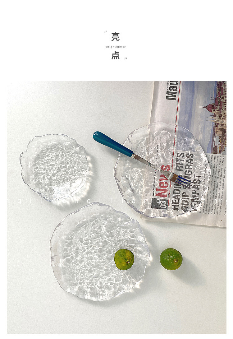 Ins-style glacier glass breakfast plates, fruit plates, creative internet-famous sauce plates, home pastries, Western food plates pic 3