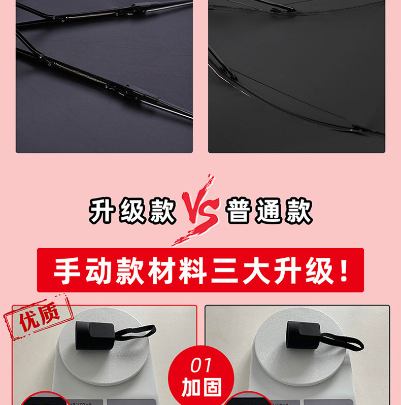 Black rubber sun protection, UV protection, sunshade, folding, all-weather and cute umbrella, can be printed with logo advertising umbrella pic 12
