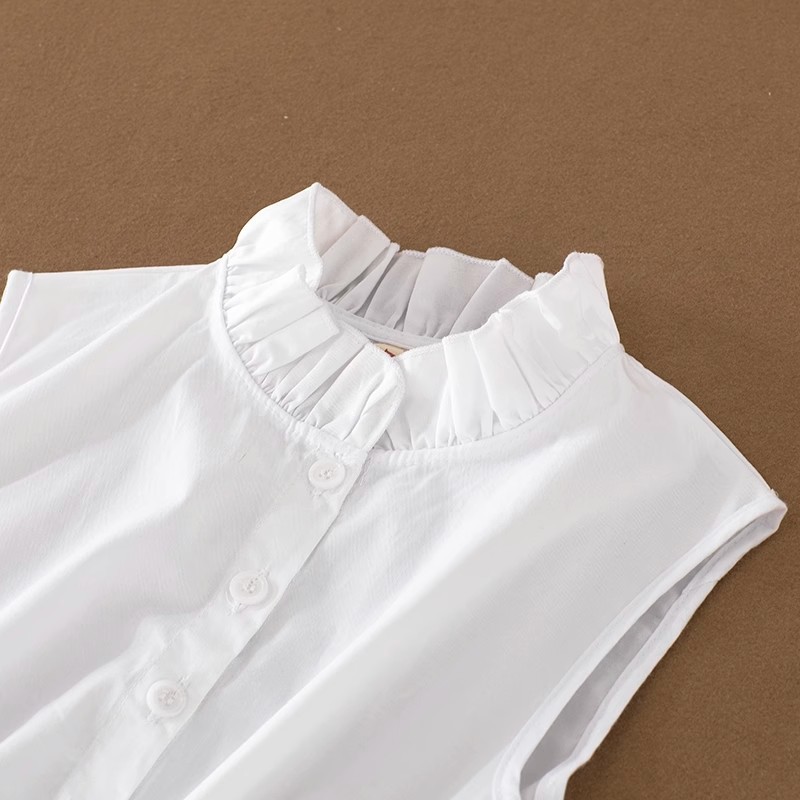 棉法式木耳边立领假领女百搭假领打底衬衫女无袖衬衣内搭背心假领详情4