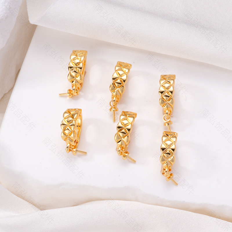 18K gold-plated color-preserving pearl necklace pendant buckle, micro-inlaid universal buckle strap, sheep eye needle empty stand accessory diy accessory pic 21