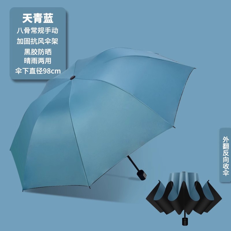 二十四骨黑胶雨伞全自动商务加固防风防晒折叠伞高级感LOGO太阳伞详情31