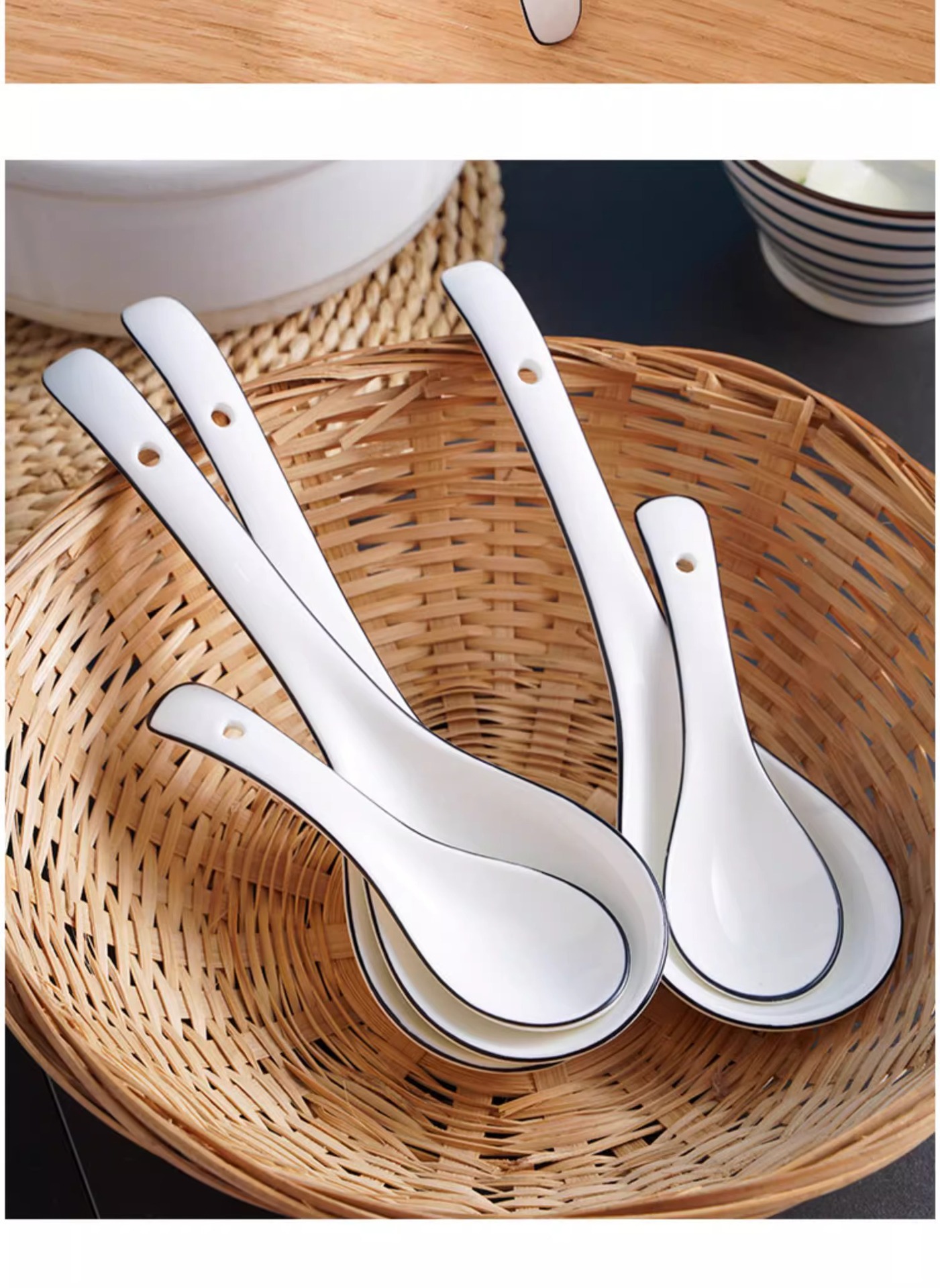 陶瓷勺子家用喝汤长柄汤匙调羹盛稀饭专用餐具勺粥勺厨房大号汤勺详情15