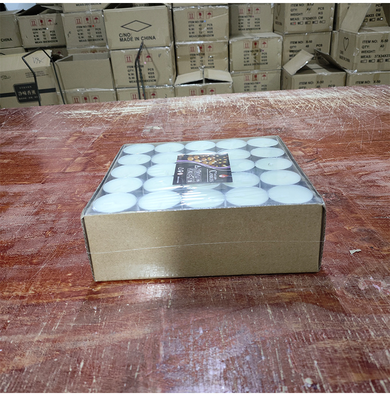 Wholesale of 100 box-packed 4-hour smokeless candle tea brewing paraffin wax birthday confession small candles, 50 round pieces pic 9