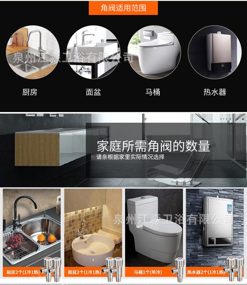 304不锈钢角阀 马桶热水器加厚开关阀门家用学校工程三通加长角阀详情8