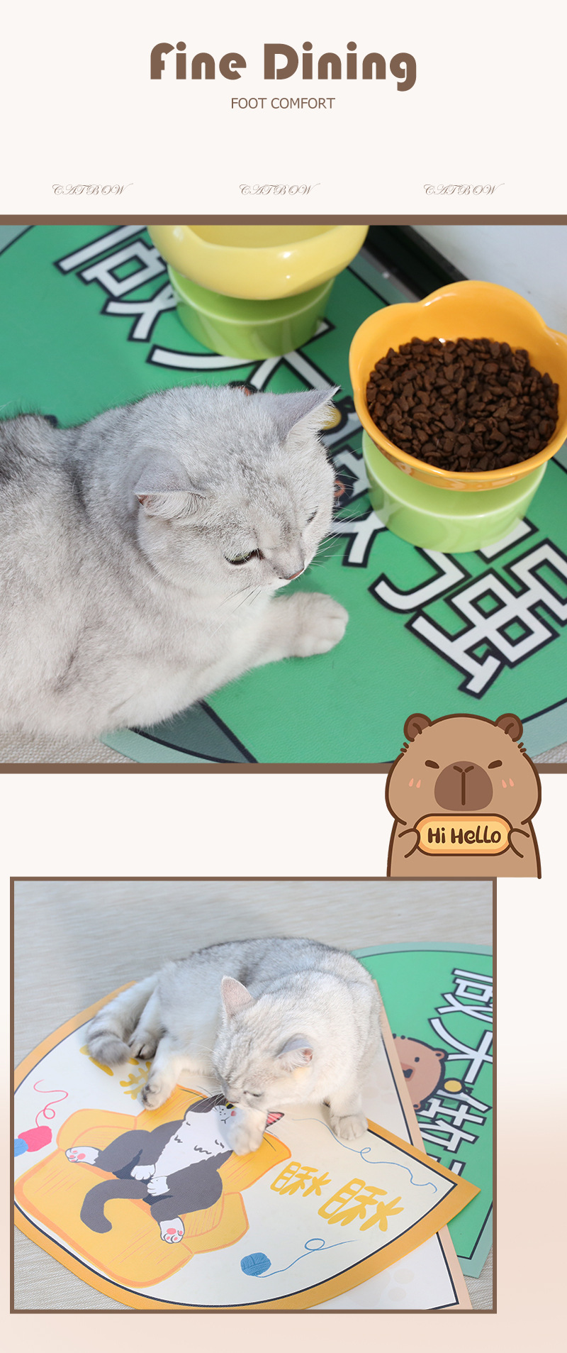 Pet cat placemats, cat bowls, food basins, waterproof and anti-slip MATS, food and tableware MATS for eating pic 6