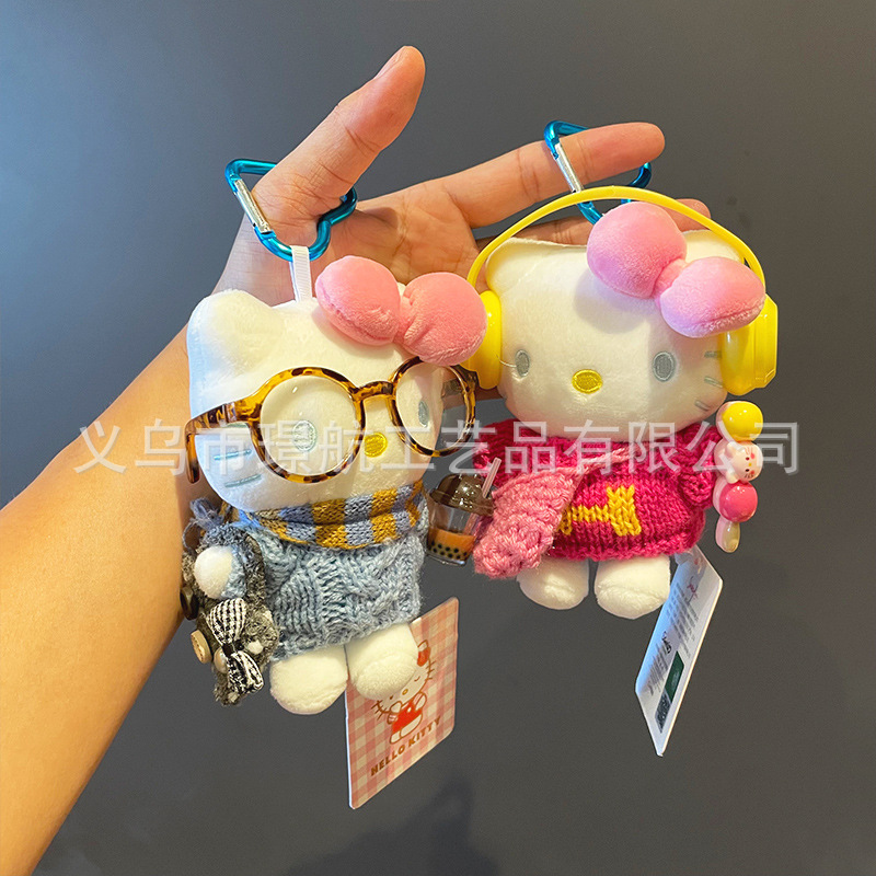 Authentic cute hellokitty small pendant, Kitty Cat bag pendant, cartoon plush toy keychain gift pic 2