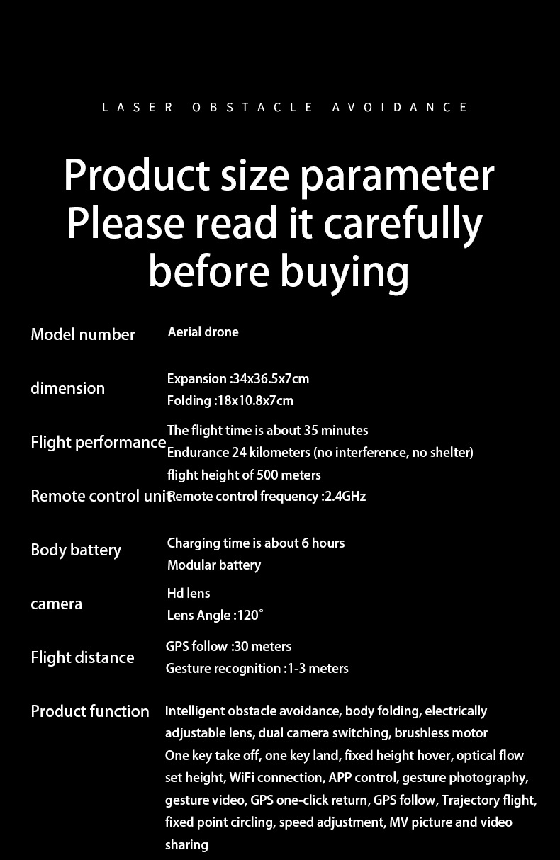 Cross-border unmanned aerial vehicle three-axis gimbal GPS positioning automatic return, brushless high-definition aerial photography, laser obstacle avoidance remote control screen pic 32