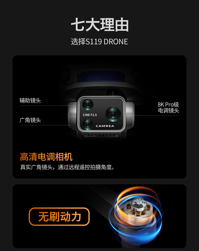 The new cross-border S119 drone features GPS positioning for return with a screen and is a high-end aerial photography quadcopter with an 8k long battery life pic 6
