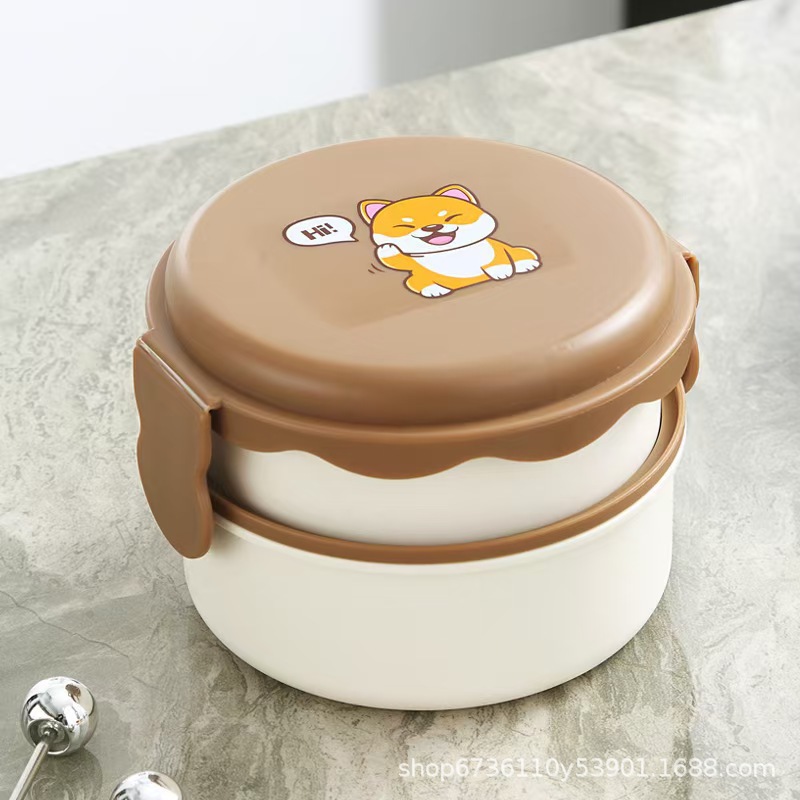 超可爱微波炉小熊饭盒日式便当盒圆形卡通塑料迷你午餐饭盒详情1