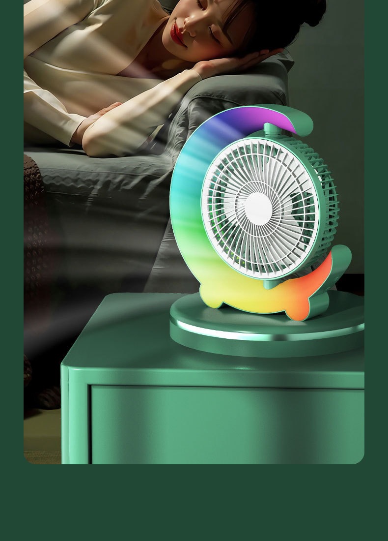 Cross-border Internet celebrity color marquee, desktop fan, USB charging table fan, home, dormitory and office air circulation fan pic 8