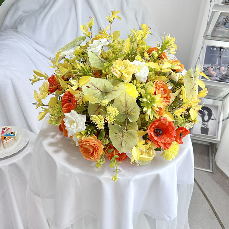 跨境仿真花球绣球虞美人洋牡丹月季假花居家客厅花艺设计落地摆件详情17