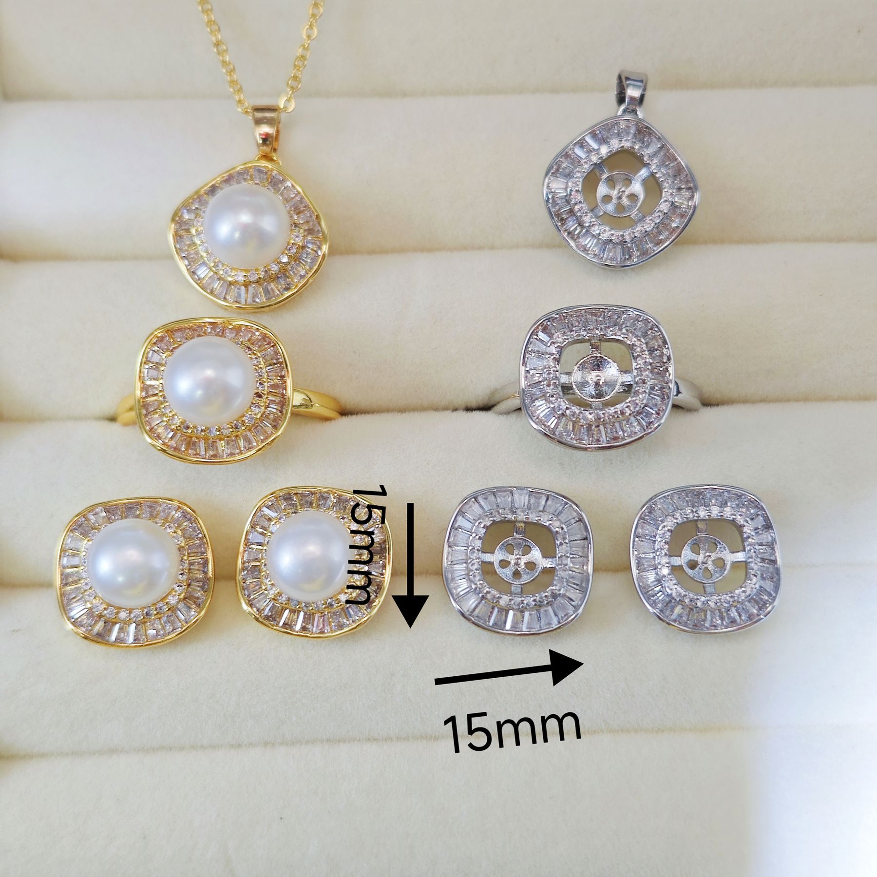 diy pendant empty stand copper-plated real gold slightly inlaid zircon pearl pendant necklace empty stand gemstone pendant wholesale pic 12