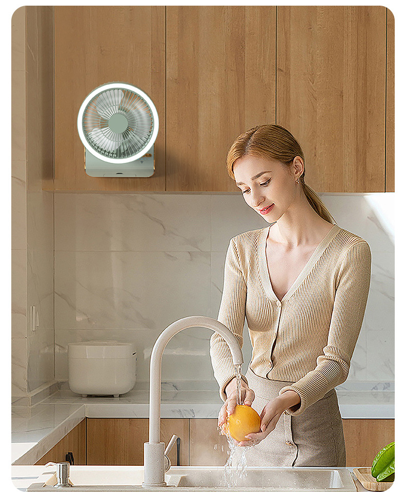 桌面风扇台式无线挂壁摇头风扇户外吊挂风扇充电跨境小夜灯风扇详情13