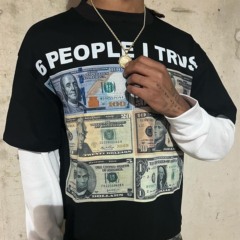 round-neck long-sleeved T-shirt hip-hop street trend print  pic 5