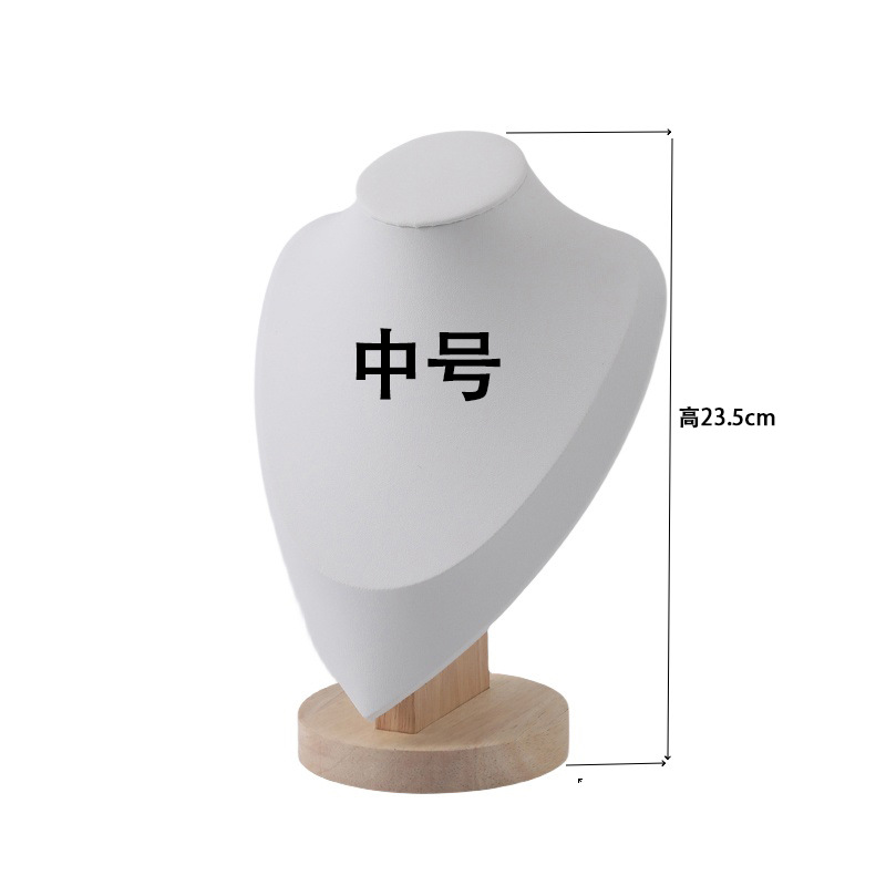 Wooden velvet necklace display stand, neck mold pendant stand, jewelry stand, human neck jewelry window storage, model stand pic 2