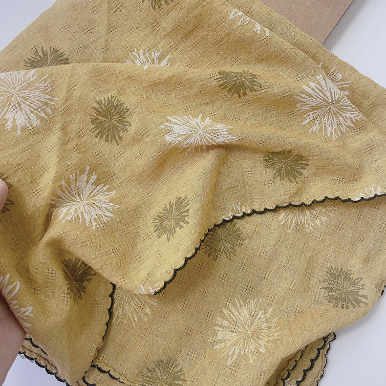 Japanese-style breathable cotton and linen small square scarf for women, 60x60cm, forest girl neck protection small scarf, sun protection travel photo headscarf pic 9