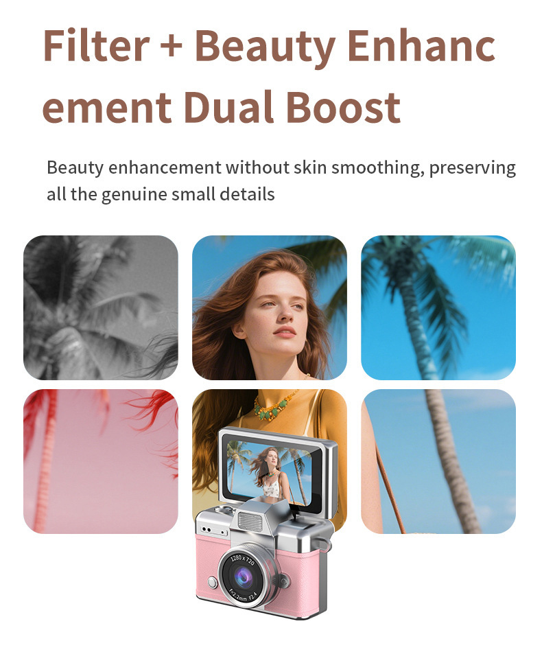 Cross-border thumb flip screen mini camera, a retro ccd high-definition portable small camera for students on campus pic 12