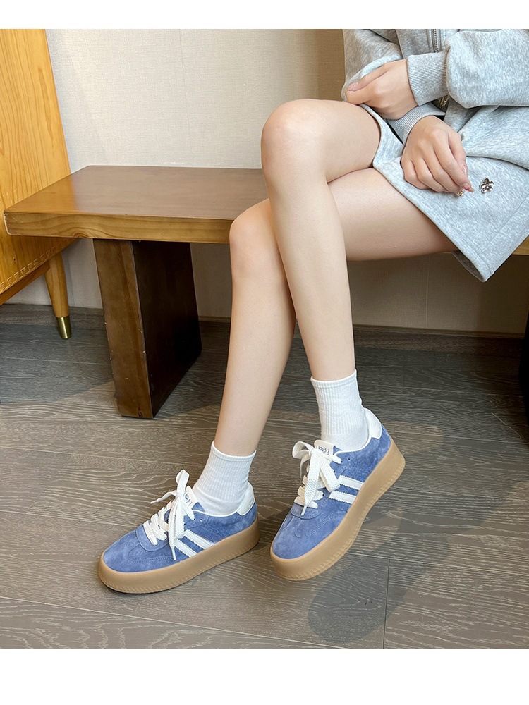 厚底拼色德训鞋女2025新款小个子增高百搭平底系带运动休闲阿甘鞋详情19