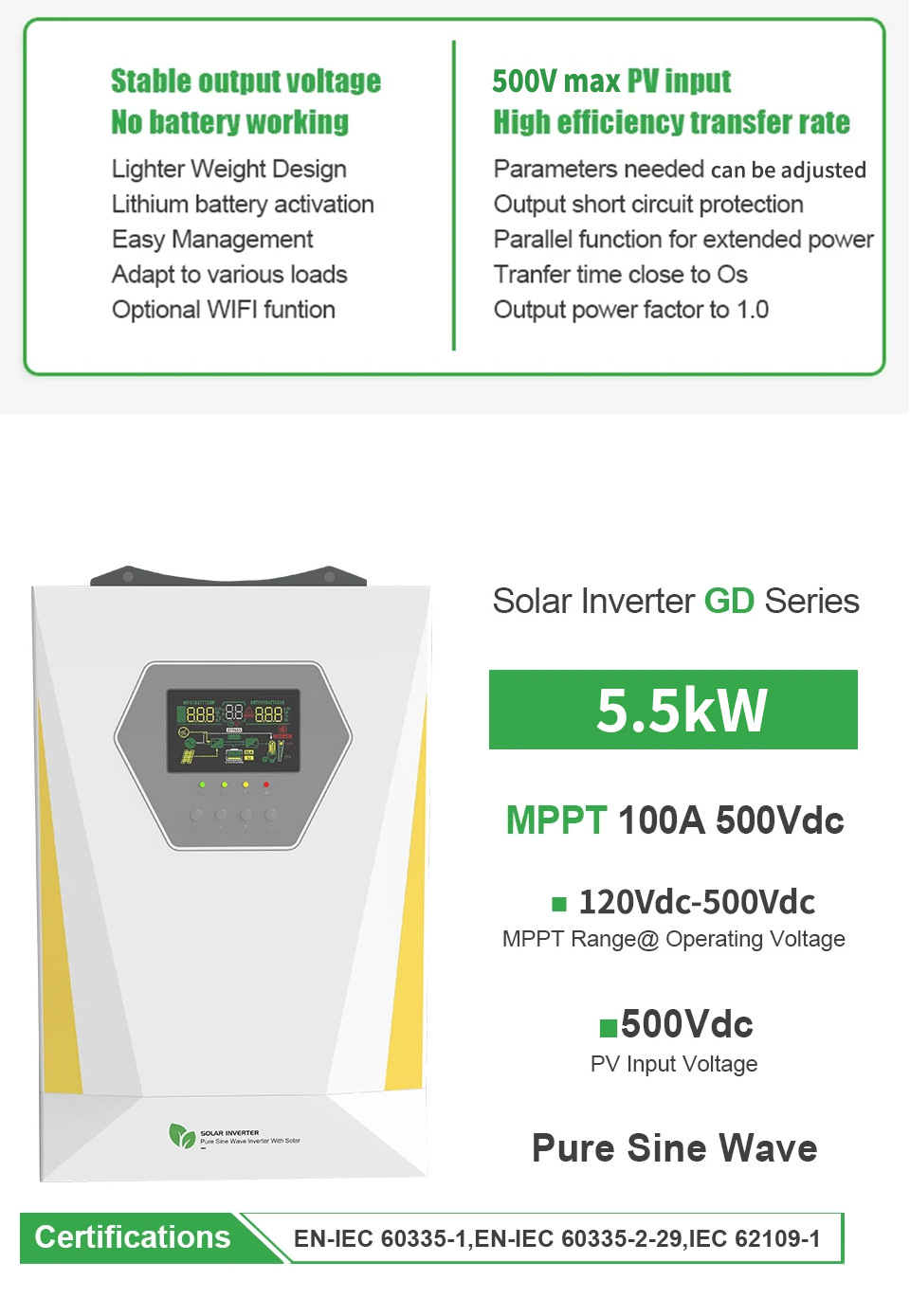 High-power pure wave inverter, photovoltaic power generation system inverter, solar energy storage high-frequency reverse control integrated machine pic 9