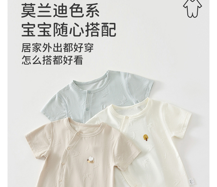 Baby one-piece suit, summer short-sleeved thin clothes, newborn one-piece suit, cotton mottled hatsuit, baby crawling suit pic 9