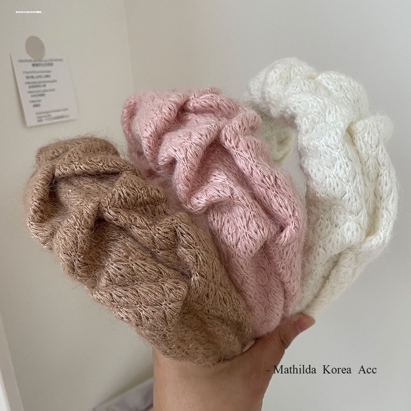 气质港风！秋季高颅顶克莱因蓝女式毛绒毛线发箍法式发饰发带头箍详情3