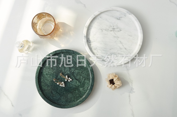 天然洞石盘古木纹大理石饰品托盘欧式酒店简约风装饰摆盘圆形托盘详情8
