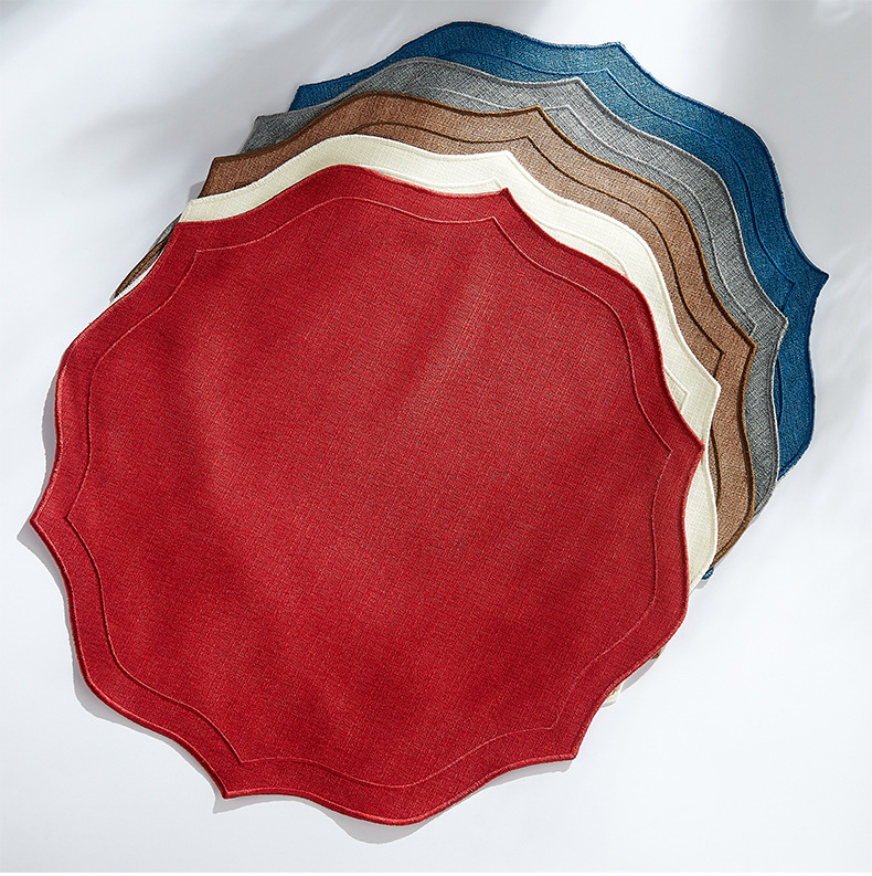 国潮高级感异形棉麻西餐垫亚麻纯色布艺隔热垫轻奢餐桌欧式绣花餐垫详情10