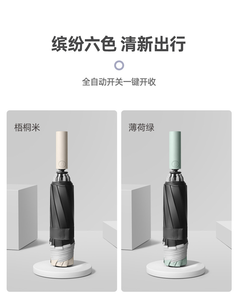 新款10骨大自动防风雨伞配色手柄三折男士商务伞雨伞定logo刻字详情26