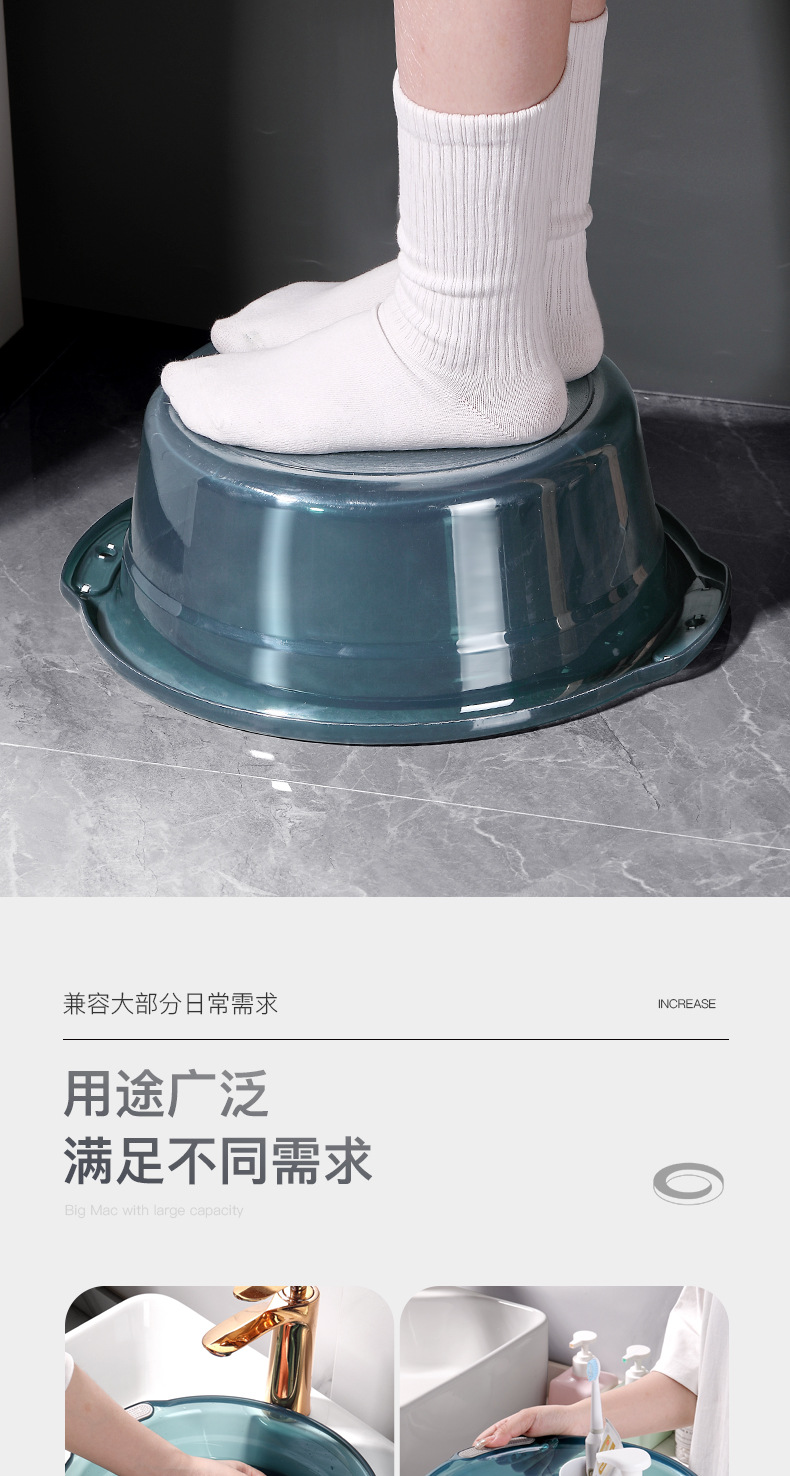塑料洗脸盆家用透明特大号加厚耐高温学生宿舍洗衣服洗脚脸盆子详情8