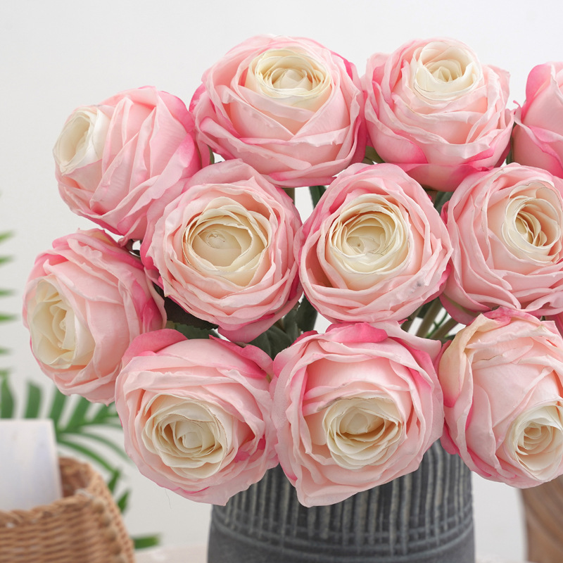 6头焦边荷兰玫 仿真花假花家居装饰婚庆新娘手捧花束摄影道具详情5