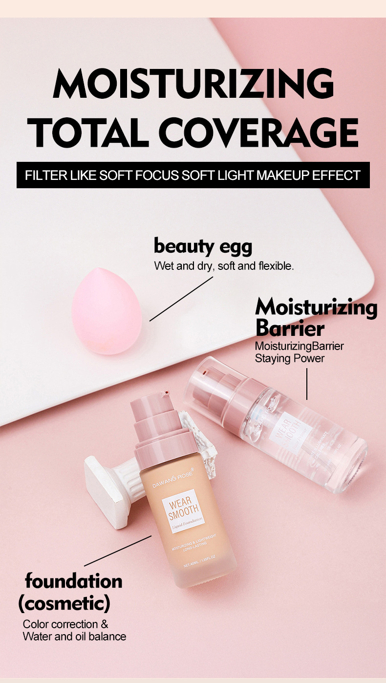 Cross-border cosmetics foundation liquid set, concealer foundation, long-lasting and non-smudge foundation cream, beauty and color makeup, setting pic 5