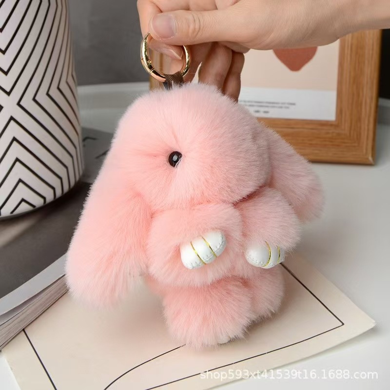 仿獭兔毛绒小兔子挂件装死兔钥匙扣挂件包包毛绒挂饰各类挂件娃娃详情7