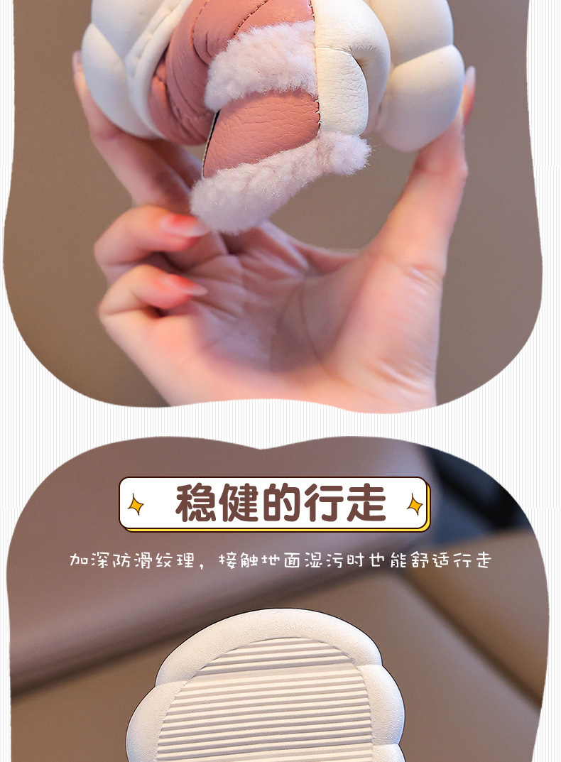 2024新款冬季儿童包跟棉鞋男女童保暖加绒毛毛PU防水中小童宝宝鞋详情9