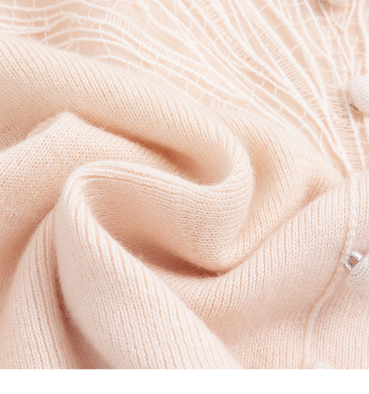 Pink feather cotton blended knitted sweater base layer for women, new Spring 2025 lace long-sleeved top pic 22