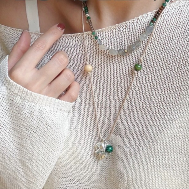 SWAH*图腾小象项链 董洁同款手工编绳小众复古高级串珠小象毛衣链详情10
