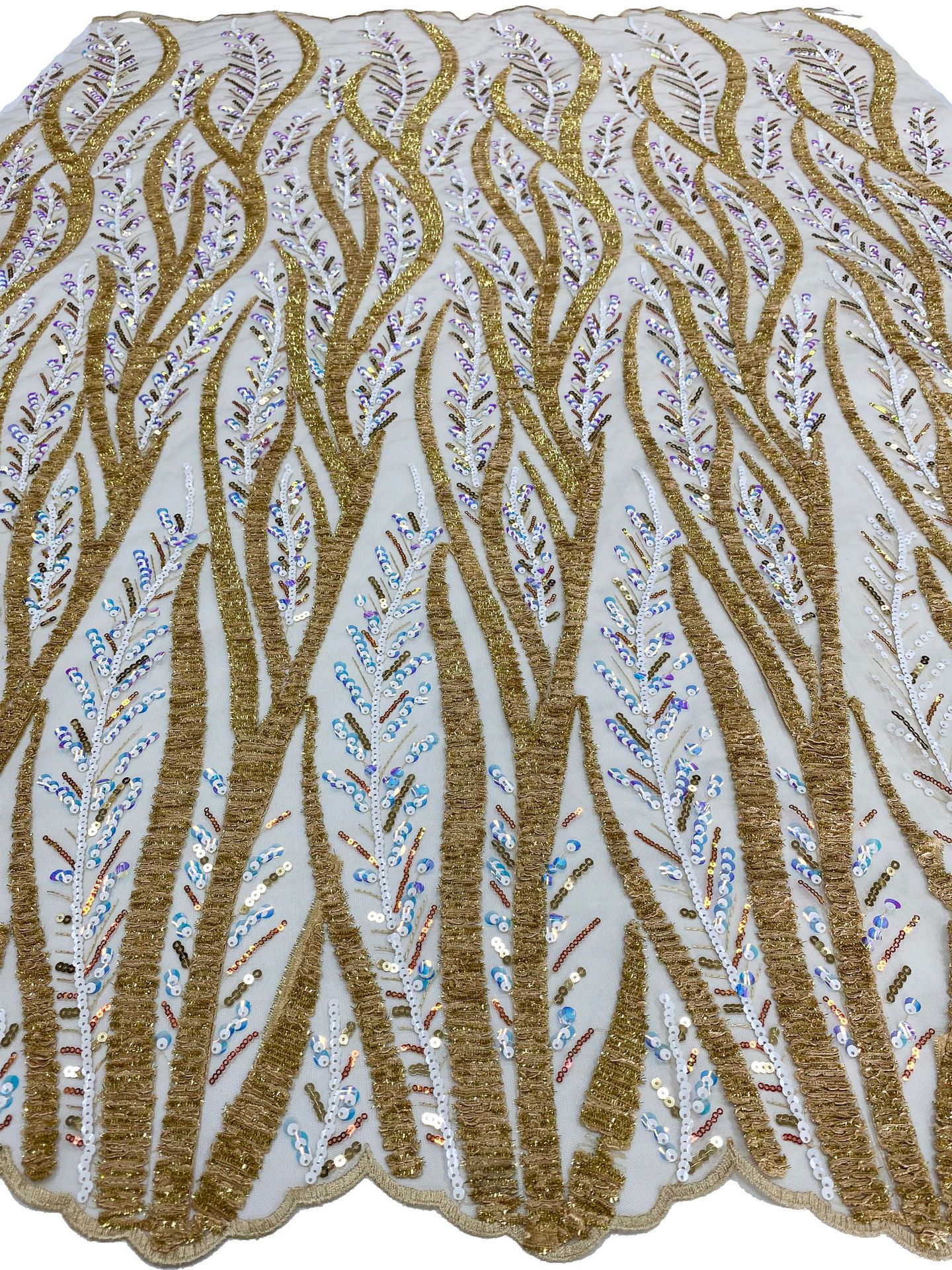 New African and Middle Eastern branch mesh fabric, sequined multi-color embroidered lace fabric beadslace in stock pic 9