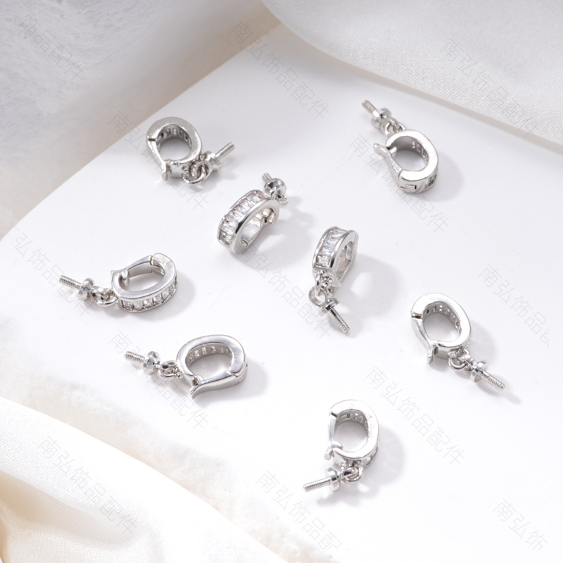 18K gold-plated color-preserving pearl necklace pendant buckle, micro-inlaid universal buckle strap, sheep eye needle empty stand accessory diy accessory pic 24