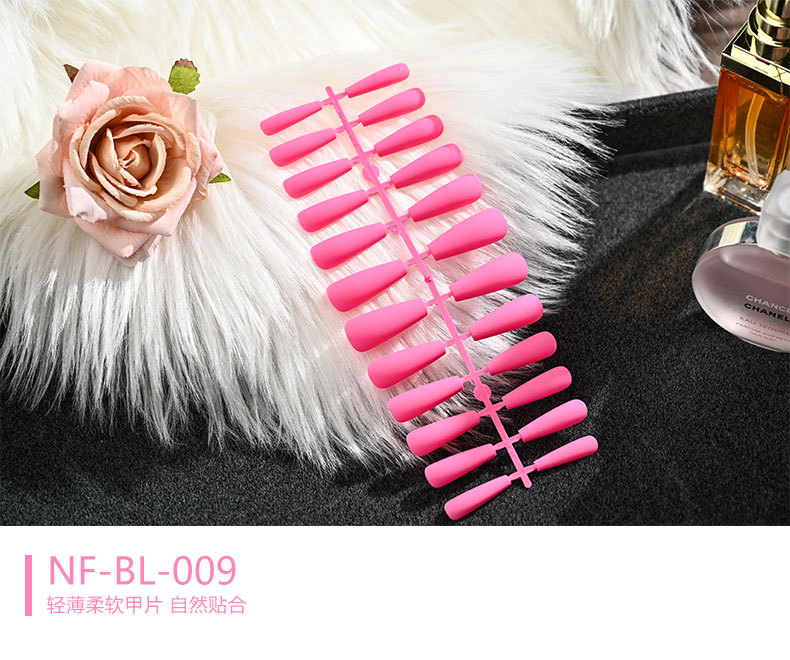 European and American mid-length solid color matte extra-long ballet nail trapezoidal matte wearable nail sheet false nails pic 9