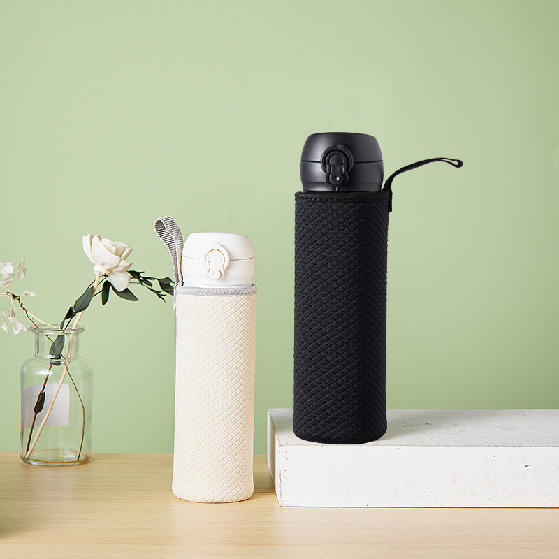 New 500ml insulated cup sleeve, thickened embossed glass cup, diving material water cup protective sleeve pic 10