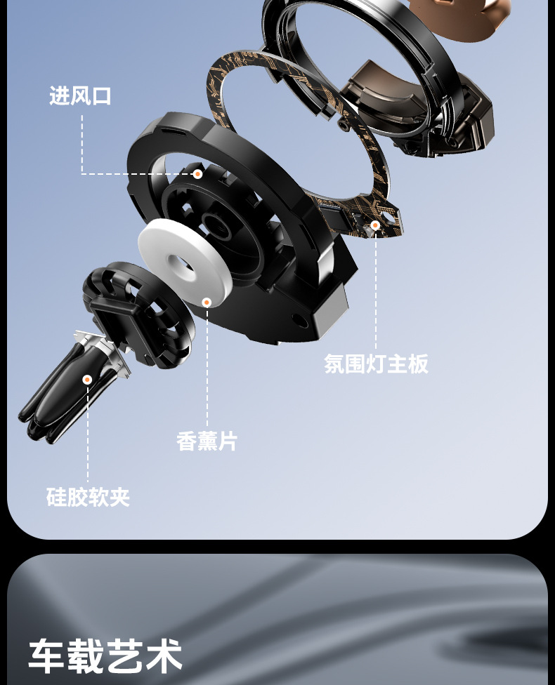 The new car features cute bear ambient lights, air outlets, car aroma diffusers, interior accessories, rhythm lights, and illuminated decorative items pic 5