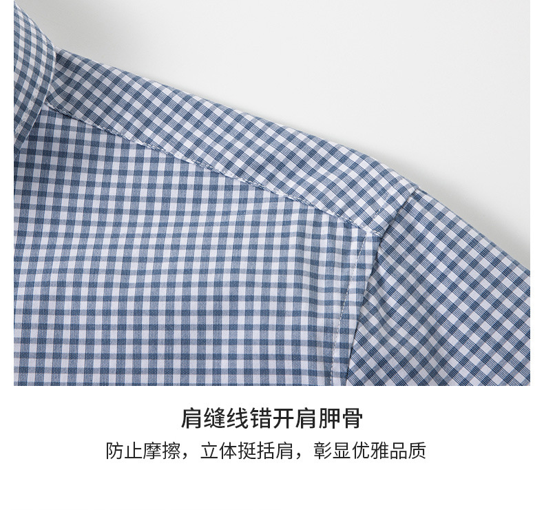跨境新疆棉翻领男士衬衫2025夏季休闲百搭透气吸汗格子短袖衬衣男详情4