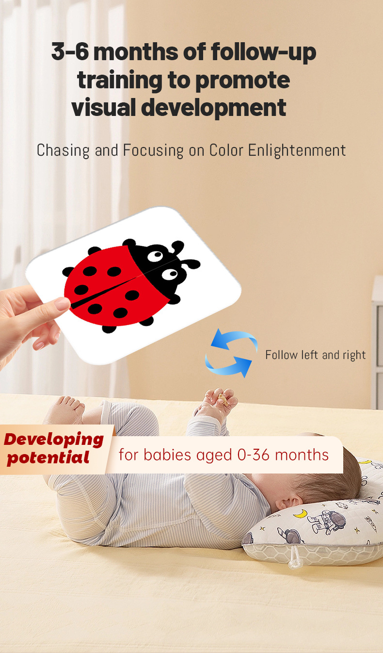 跨境黑白卡0-3个月婴儿黑白卡片早教卡视觉激发卡宝宝彩色卡英文详情10