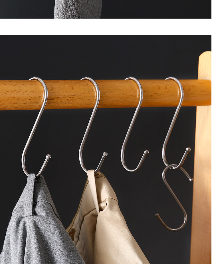 Stainless steel S-shaped hook, S-hook thickened, multi-functional sausage and cured meat drying kitchenware, solid hook for kitchen, student dormitory pic 10