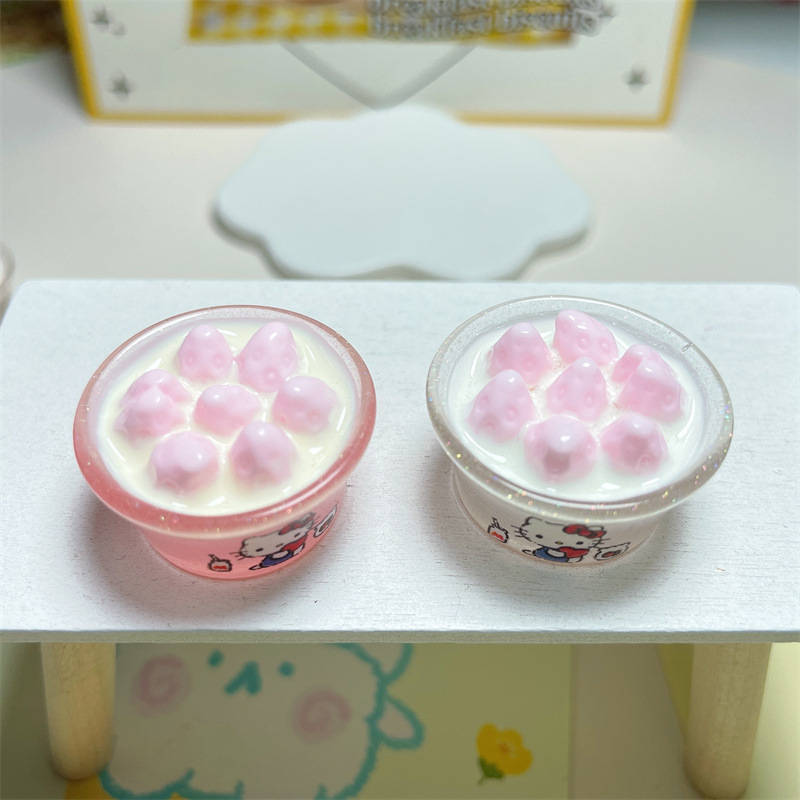 diy cream glue simulation food toy 3D strawberry cream basin hair clip patch Handmade homemade pendant resin accessories pic 8