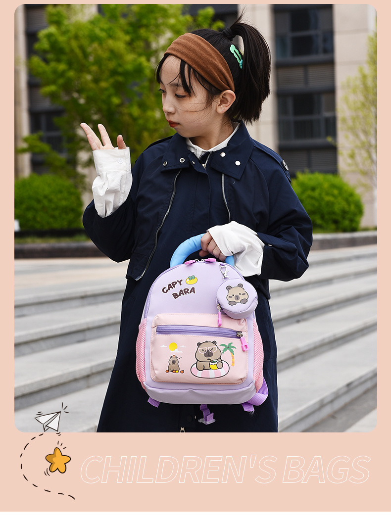 书包幼儿园男女童新款外贸卡皮巴拉书包轻便大容量休闲水豚双肩包详情23